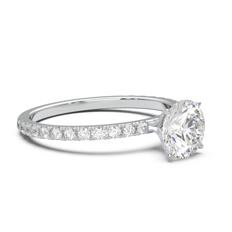 0.8 Carat Round Lab Grown Diamond Pave Engagement Ring