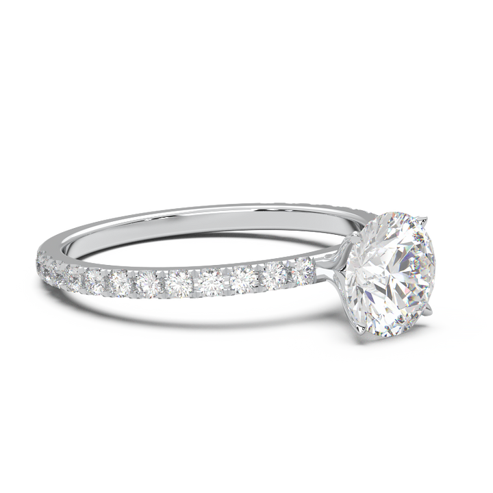 0.8 Carat Round Lab Grown Diamond Pave Engagement Ring