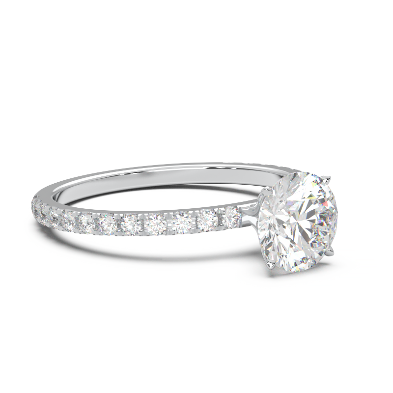 0.8 Carat Round Lab Grown Diamond Pave Engagement Ring