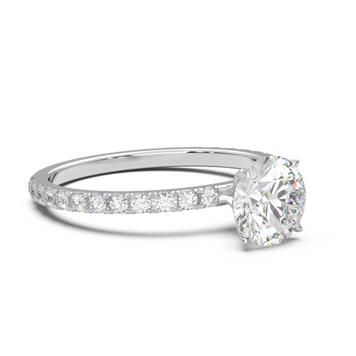 0.8 Carat Round Lab Grown Diamond Pave Engagement Ring