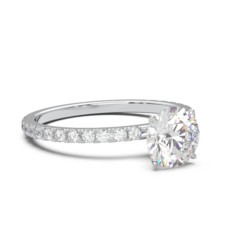 0.8 Carat Round Lab Grown Diamond Pave Engagement Ring
