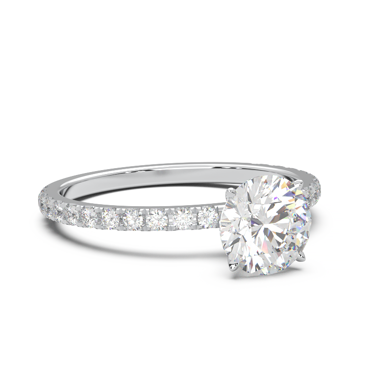 0.8 Carat Round Lab Grown Diamond Pave Engagement Ring