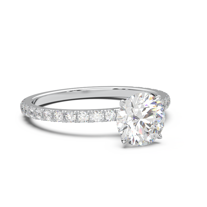 0.8 Carat Round Lab Grown Diamond Pave Engagement Ring