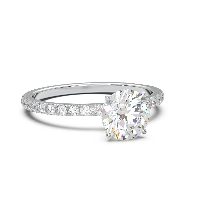 0.8 Carat Round Lab Grown Diamond Pave Engagement Ring