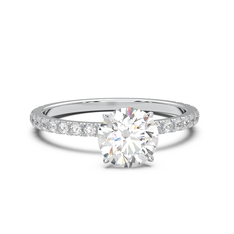 0.8 Carat Round Lab Grown Diamond Pave Engagement Ring