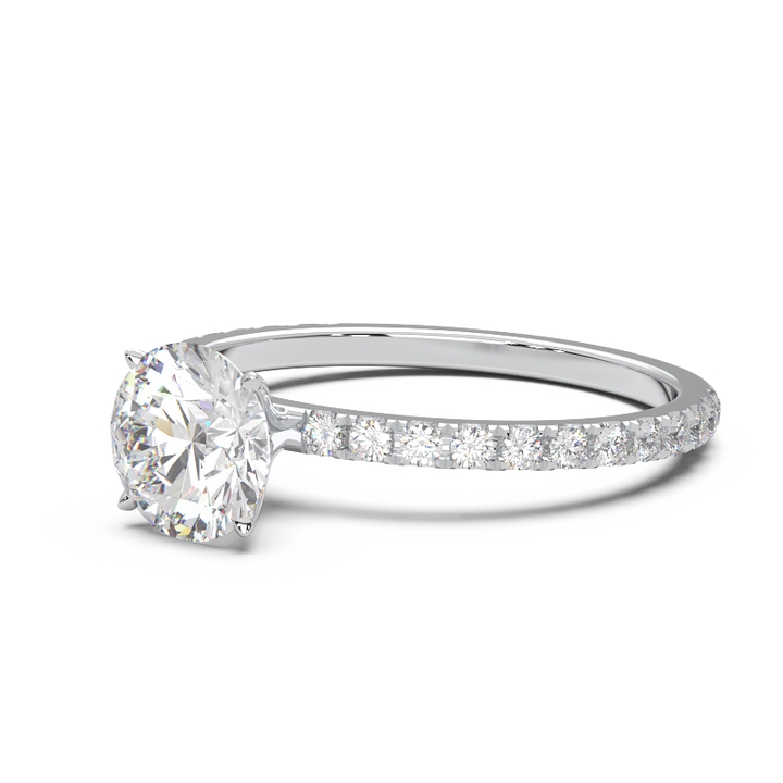 0.8 Carat Round Lab Grown Diamond Pave Engagement Ring