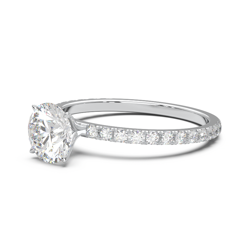 0.8 Carat Round Lab Grown Diamond Pave Engagement Ring
