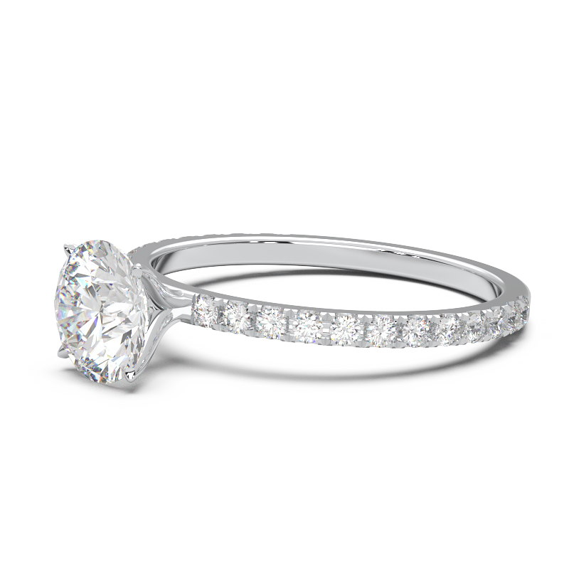 0.8 Carat Round Lab Grown Diamond Pave Engagement Ring