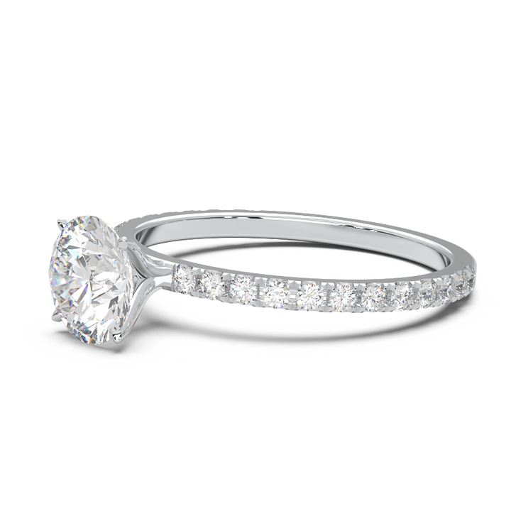 0.8 Carat Round Lab Grown Diamond Pave Engagement Ring