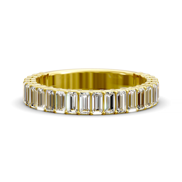 Baguette diamond eternity band in a double gallery three-quarter design