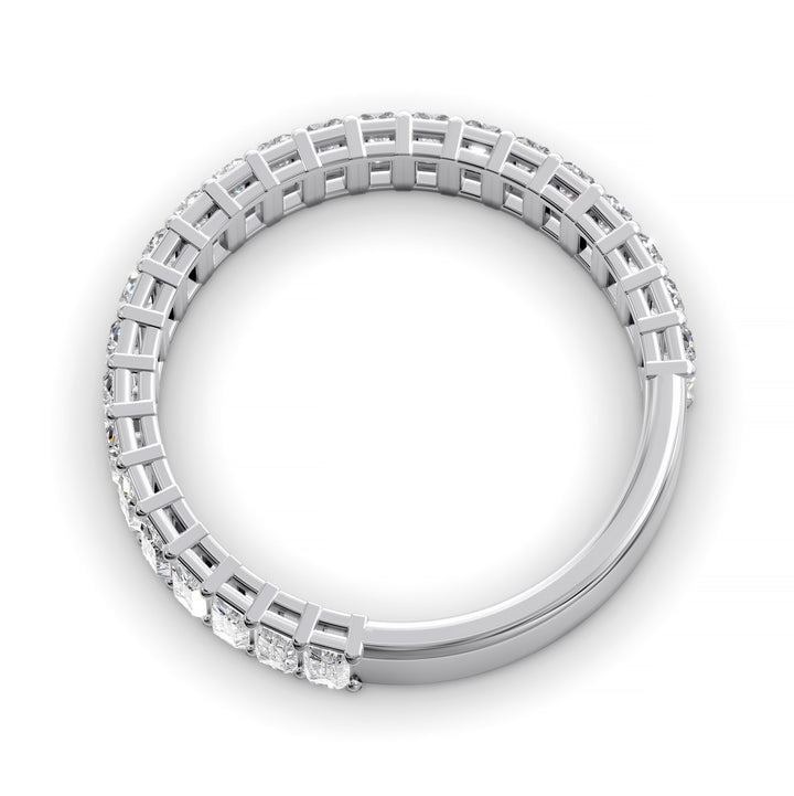 Baguette diamond eternity band in a double gallery three-quarter design