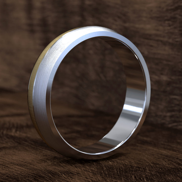 two-tone domed band with opposing brushed finishes