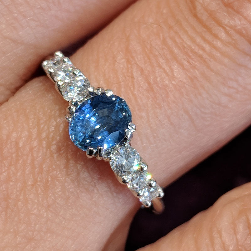 Oval Blue Sapphire and Diamond Ring - XBF2417-03