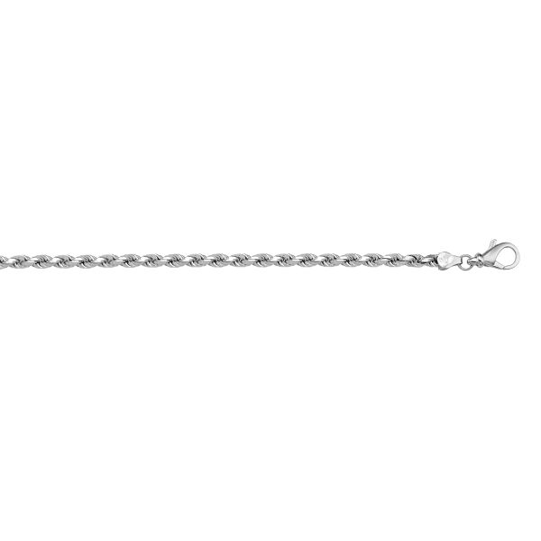 N1032-WHITE  GOLD SOLID DIAMOND CUT ROPE LINK