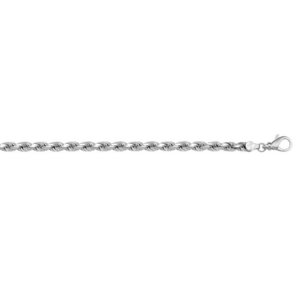 N1033-WHITE  GOLD SOLID DIAMOND CUT ROPE LINK