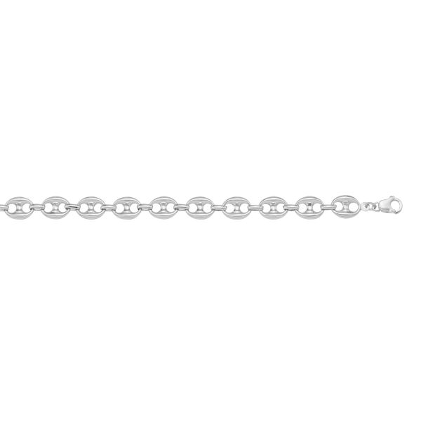 N1043-WHITE GOLD HOLLOW PUFFED ANCHOR LINK